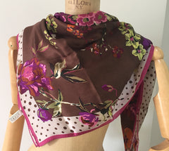 Pink Botanical Silk Scarf, Designed by Faith, Printed in China