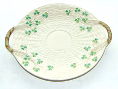 NOW SOLD Belleek Shamrock Cake Plate, 1910s 2nd Black Mark, Vintage Collectible