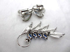 NOW SOLD Alice Caviness Brooch with Earrings Set, Sterling Silver, Moonstone, Vintage Jewelry