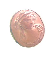 NOW SOLD Victorian Lava Cameo Brooch, Pinchbeck Gold, Fine Jewelry