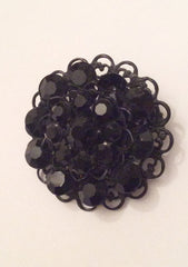 Black Rhinestone Jewelry Set, Brooch With Earrings,