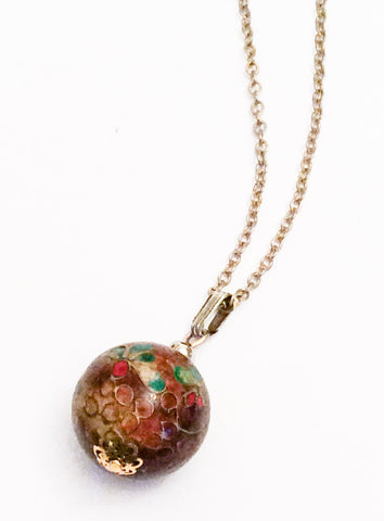 NOW SOLD Art Deco Cloisonne Pendant Necklace, Enamel Vintage Jewelry