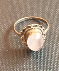 Rose Quartz Ring Sterling Silver Vintage Jewelry