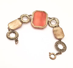 Art Deco Bracelet, Satin Glass, Vintage Jewelry 1920s