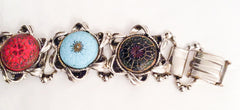 NOW SOLD Art Glass Bracelet, Book Chain, Victorian Revival Vintage Jewelry