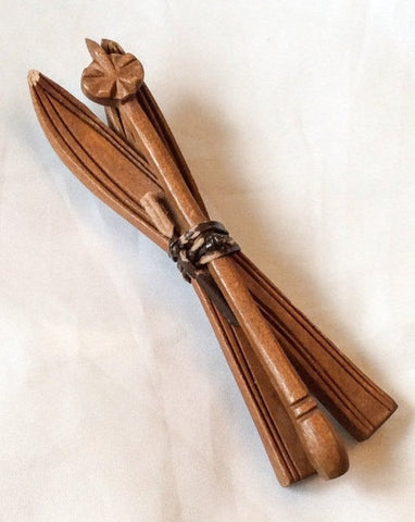 Art Deco Revival Geometric Wooden Brooch Vintage Jewelry