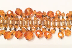 Bookchain Bracelet, Amber Glass Beads, Art Nouveau, Vintage Bracelet