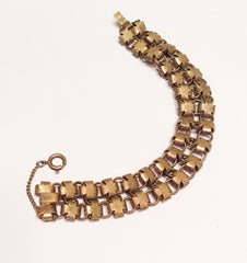 NOW SOLD Art Nouveau Pink Glass Book Chain Bracelet, Vintage Jewelry