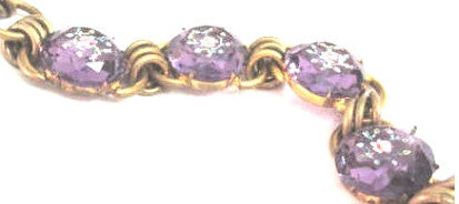 Czech Glass Bracelet, Amethyst Glass Flower Bracelet, Art Deco 1930s Vintage Jewelry