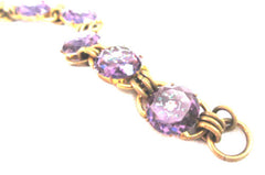 Czech Glass Bracelet, Amethyst Glass Flower Bracelet, Art Deco 1930s Vintage Jewelry