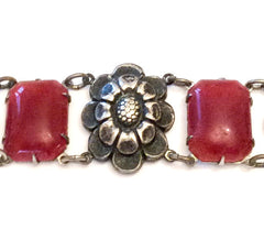 Carnelian Glass Bracelet, Art Deco Vintage Jewelry