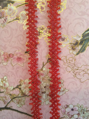 Red Glass Bead Necklace, 1920s Art Deco, Vintage Jewelry