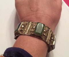 Chinese Jade Bracelet Art Deco Silver Filigree Antique Jewellery ...