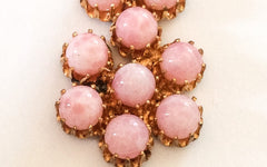NOW SOLD Art Deco, Pink Glass Pendant, Cupcake Settings, Vintage Jewelry