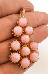 NOW SOLD Art Deco, Pink Glass Pendant, Cupcake Settings, Vintage Jewelry