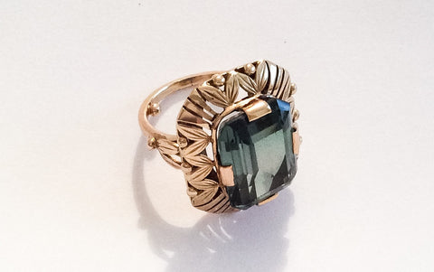 NOW SOLD Teal Green Spinel Ring, 14K Gold, 585 European, Fine Jewelry