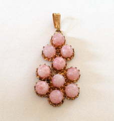 NOW SOLD Art Deco, Pink Glass Pendant, Cupcake Settings, Vintage Jewelry