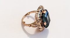 NOW SOLD Teal Green Spinel Ring, 14K Gold, 585 European, Fine Jewelry